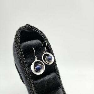 Lapis Lazul stone sea wave earrings.   Marked "Aloha 925" hook earrings